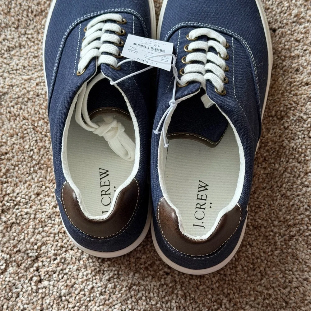 J. Crew Navy‎ Canvas Sneakers NWT Sz 10-M